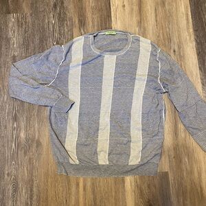 Dalmine Vintage Italian Made Striped‎ Lightweight Crewneck Sweater Size 54 Large